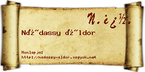 Nádassy Áldor névjegykártya